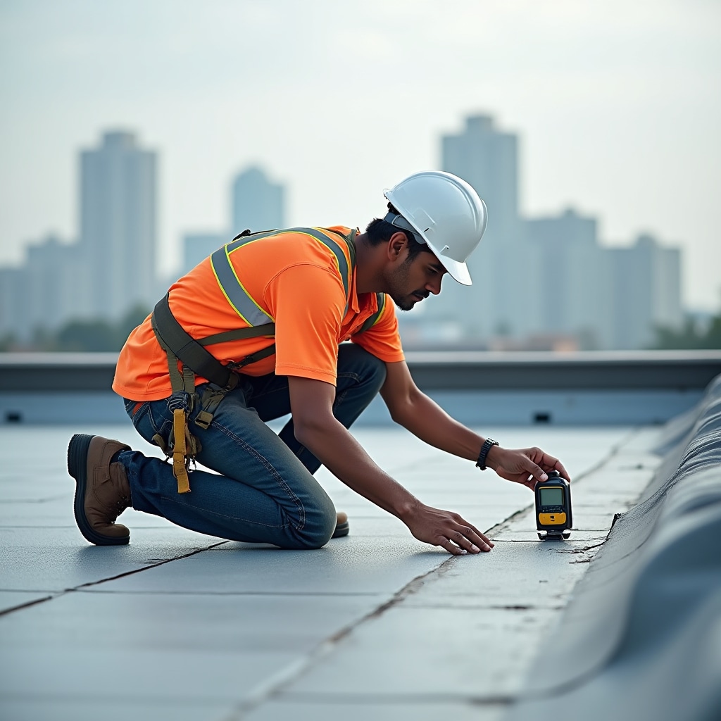 Professional roof assessment in progress